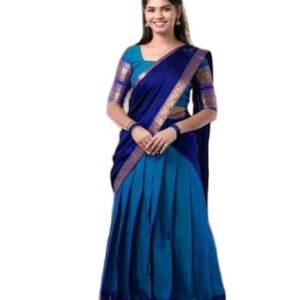 RENVAANI FASHION Women's Indian Traditional Unstitched Kanjivaram Kanchipuram Silk Pure Zari Weaving Lehenga Choli Along With Dupatta With Unstitch Blouse