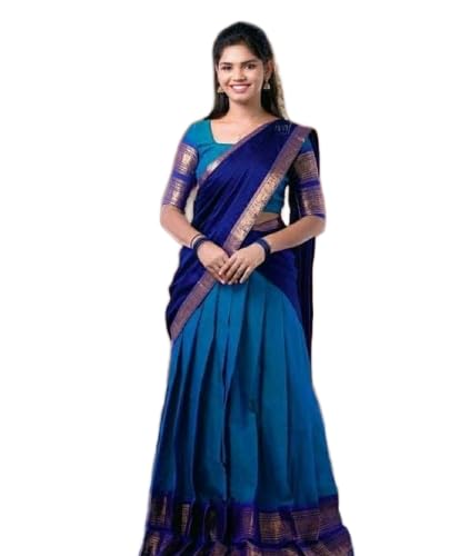 RENVAANI FASHION Women's Indian Traditional Unstitched Kanjivaram Kanchipuram Silk Pure Zari Weaving Lehenga Choli Along With Dupatta With Unstitch Blouse